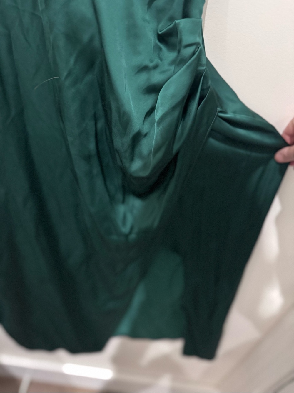 Abercrombie & Fitch Deep Emerald Satin Wrap Midi Dress - Picture 9 of 11